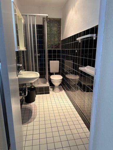 Badezimmer mit WC/Dusche und Handwaschbecken